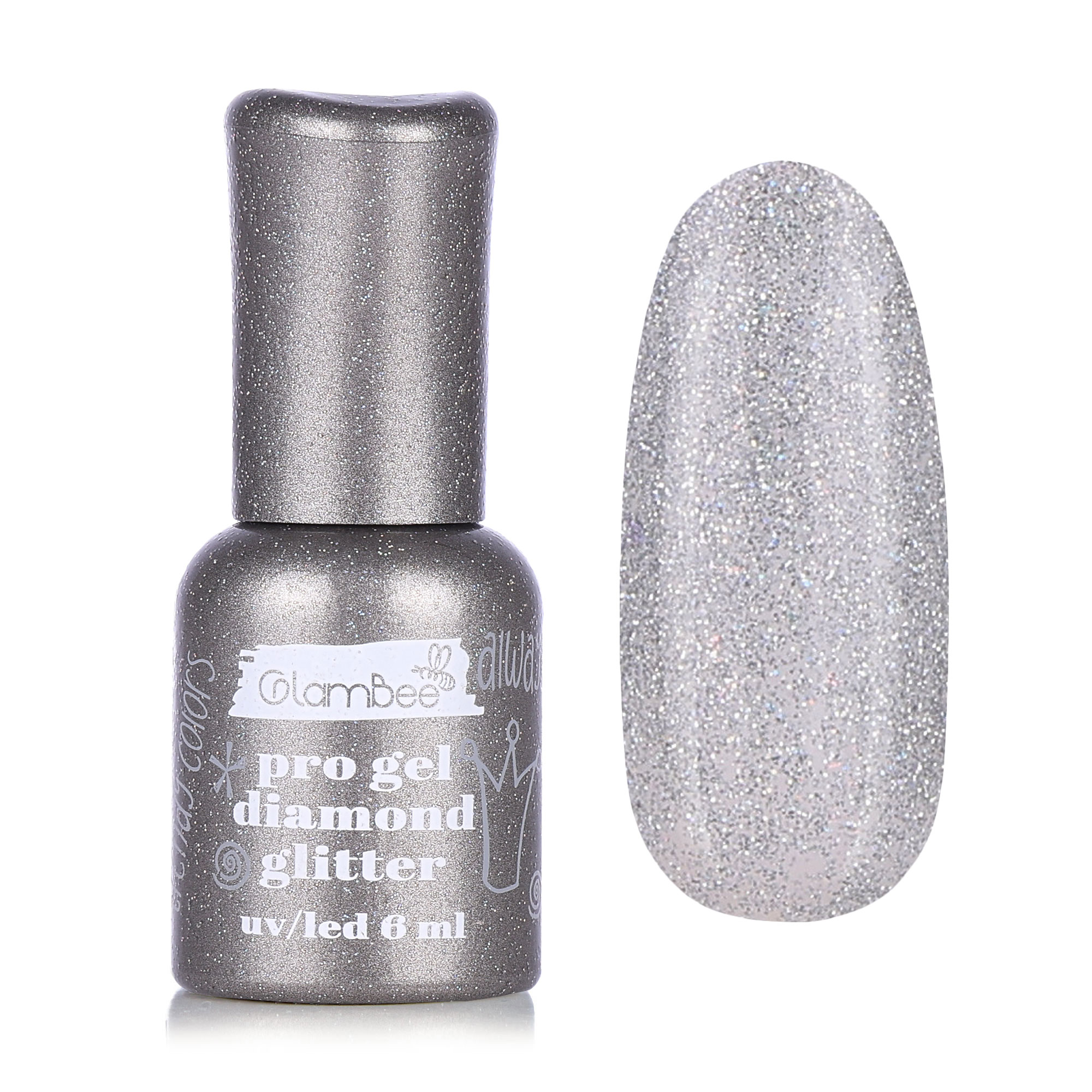 Гель-лак для нігтів GlamBee ProGel Diamond Glitter 128, 6 мл